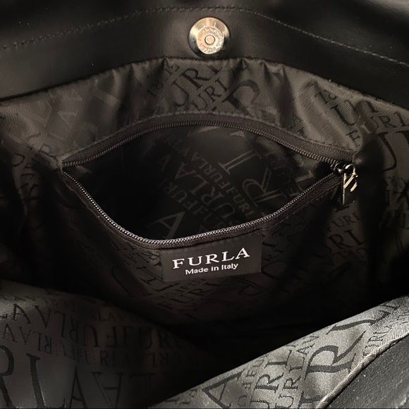 NWOT Furla Soft Black Leather Hobo Rope Handle Satchel Purse, Unique & Chic - Picture 6 of 16